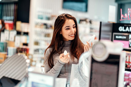 Woman in cosmetic retail